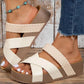 Beige Braided Detail Criss Cross Platform Slippers