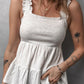 White Crinkled Ruffled Straps Peplum Babydoll Tank Top