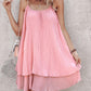 Layered Pearls Strap Pleated Casual Dress
