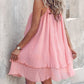 Layered Pearls Strap Pleated Casual Dress