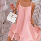 Layered Pearls Strap Pleated Casual Dress