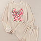 Parchment Valentines Heart Bow Graphic Corded 2pcs Set