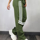 Colorblock Striped Print Pocket Design Cargo Pants Casual Strechy Waist Drawstring Loose Fit Pants