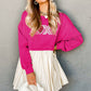 Rose Red Sequin Heart XOXO Graphic Colorblock Patchwork Hem Sweatshirt Dress