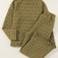 Sage Green Solid Quilted Pullover and Pants Outfit