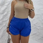 Side Metal Button Slit Active Shorts Casual Strechy Waist Sports Shorts