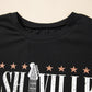 Black Nashville Guitar Print Crew Neck T Shirt Mini Dress