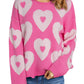 Bonbon Pearl Beaded Heart Drop Shoulder Sweater