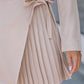 Long Sleeve Tied Detail Pleated Work Dress