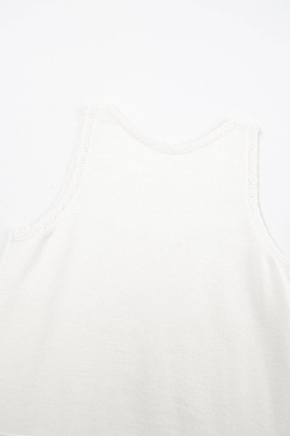 White U Neck Eyelet Accent Sweater Vest