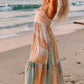Multicolor Boho Patchwork Print Square Neck Sundress