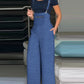 Pocket Design Wide Leg Suspender Jumpsuit