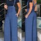 Pocket Design Wide Leg Suspender Jumpsuit