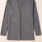 Medium Grey  Solid Textured Open Front Cardigan with Pocket