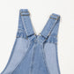 Beau Blue Wide Strap Button Front Pocketed Denim Mini Dress