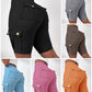 Tummy Control Butt Lifting Active Shorts High Waist Flap Pocket Workout Bermuda Cargo Running Shorts