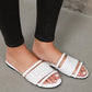 White Crochet Dual Straps Square Toe Flat Slippers