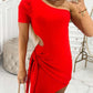 Tied Detail Cutout One Shoulder Mini Dress