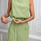 2 Pieces Outfit Round Neck Sleeveless Tank Casual Tied Detail Skirt Set