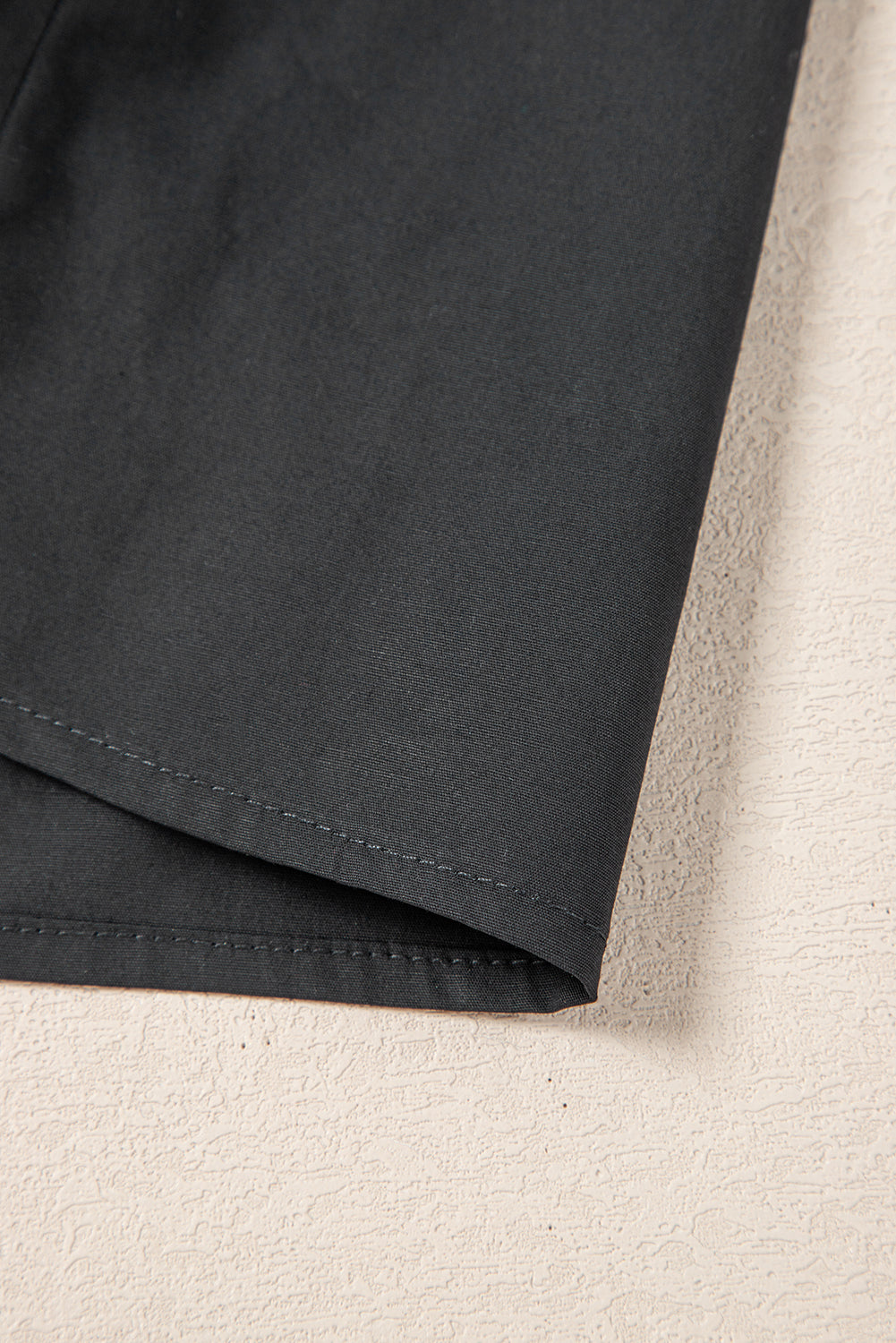 Black Shirt Style Button Down Puff Sleeve Ruffle Hem Dress