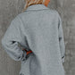 Gray Retro Quilted Flap Pocket Button Shacket