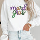 White Sequined mardi gras Graphic Crew Neck Drop Shoulder Sweatshirt