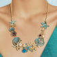 Light Blue Seashell Starfish Pearl Decor Alloy Adjustable Necklace