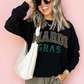 Black Rhinestone Mardi Gras Letter Graphic Drop Shoulder Sweatshirt
