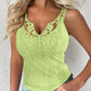 Contrast Lace V Neck Casual Slim Fit Textured Tank Top