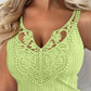 Contrast Lace V Neck Casual Slim Fit Textured Tank Top