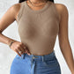 Round Neck Ribbed Tank Top With Bra Pads