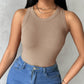 Round Neck Ribbed Tank Top With Bra Pads