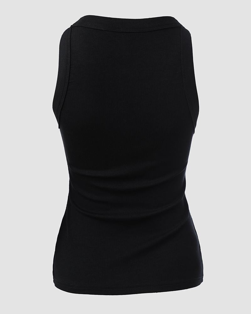 3 Pack O Neck Knit Thick Strap Racerback Tank Tops