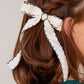 White Contrast Trim Colorblock Bowknot Hair Pin