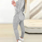 Lace Patch Ribbed Hooded Top & Pocket Design Pants Set