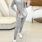 Lace Patch Ribbed Hooded Top & Pocket Design Pants Set
