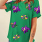 Bright Green Mardi Gras Sequin Patched Graphic Tee