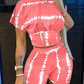 Tie Dye Print Corset Design Crop Top & Shorts Set
