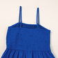 Navy Blue Spaghetti Straps Smocked Ruffled Wide Leg Jumpsuit