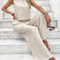 2 Pieces Outfit Back Lace Up Shell Trim Sleeveless Tank and Casual Pocket Design Pants Set