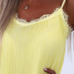 Contrast Lace V Neck Spaghetti Strap Tank casual Loose Fit Chiffon Top