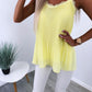 Contrast Lace V Neck Spaghetti Strap Tank casual Loose Fit Chiffon Top