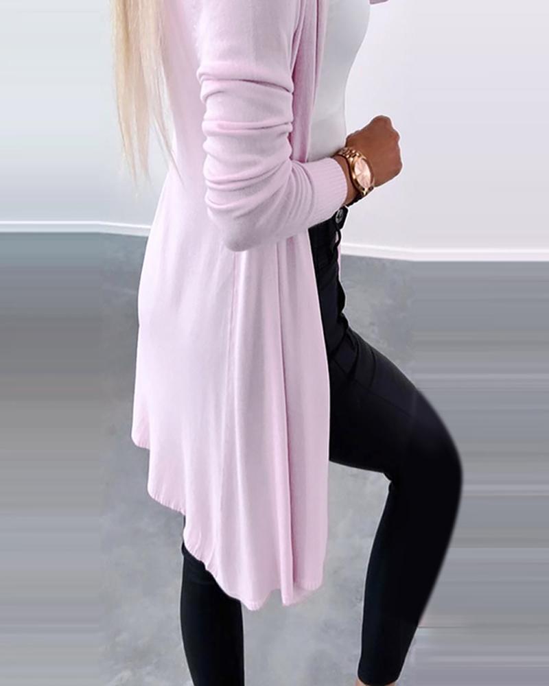 Open Front Long Sleeve Knit Cardigan