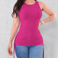 Round Neck Sleeveless Thick Strap Drawstring Tied Detail Tank Casual Top