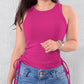 Round Neck Sleeveless Thick Strap Drawstring Tied Detail Tank Casual Top