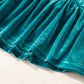 Sea Green Velvet V Neck Peplum Hem Puff Sleeve Blouse