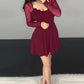 Dot Mesh Ruffles Long Sleeve Dress
