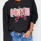 Black Floral Checkered Bow Printed Pullover Sweatshirt
