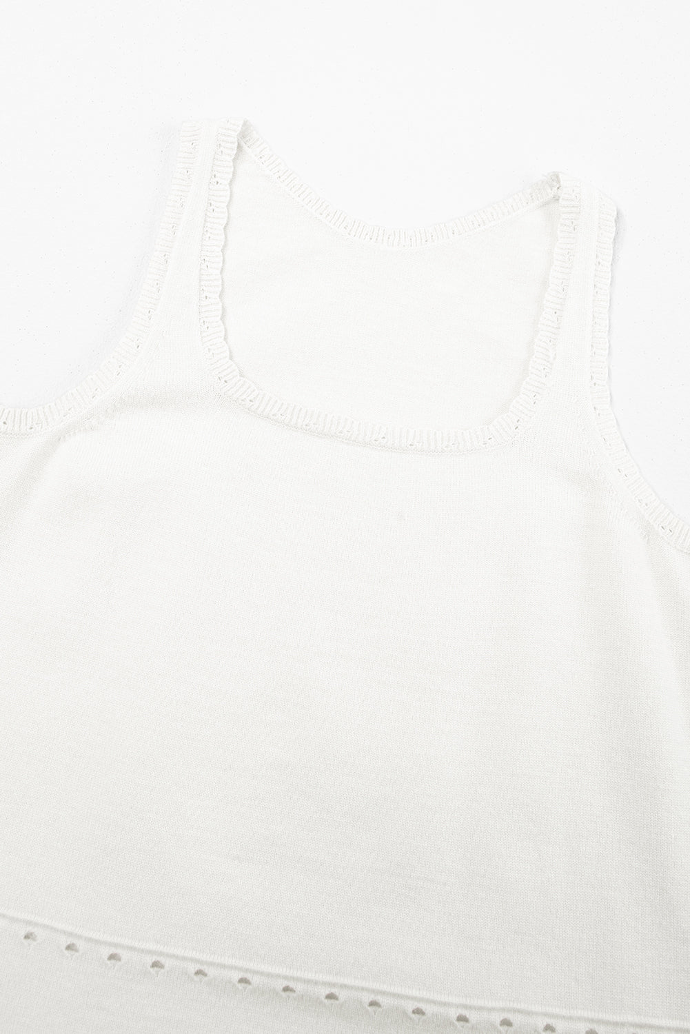 White U Neck Eyelet Accent Sweater Vest