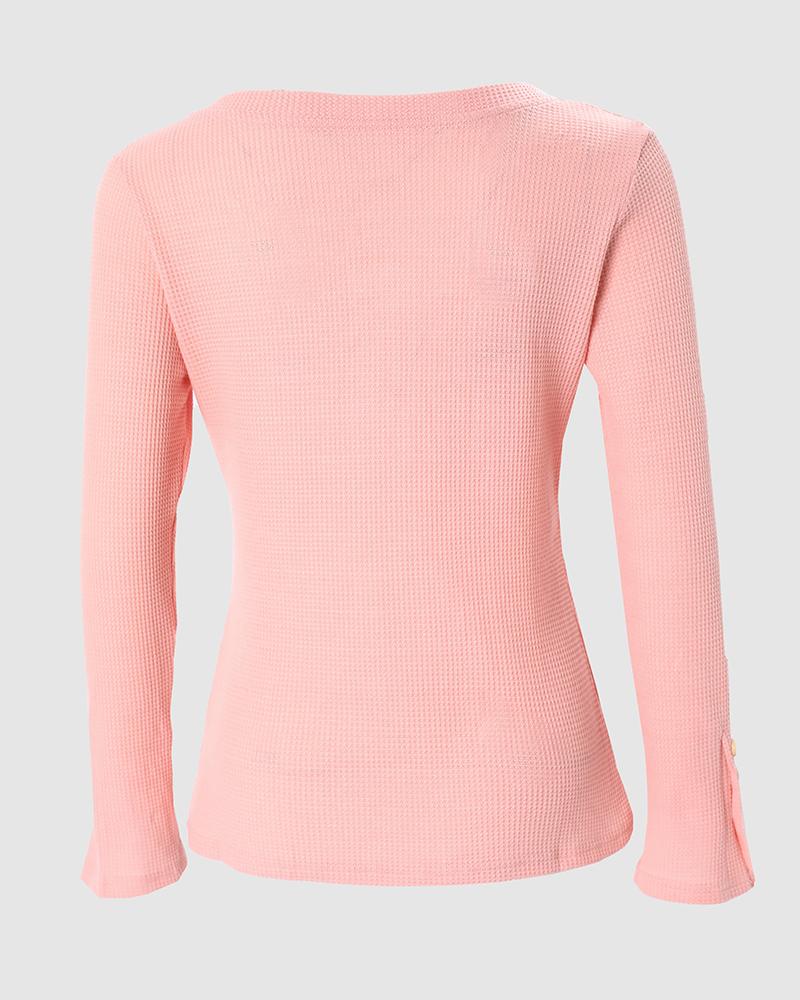 Button Detail Long Sleeve Top